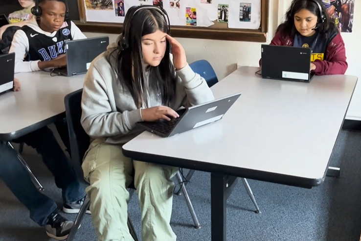 Student in Lake Middle School participates in the high-impact tutoring.