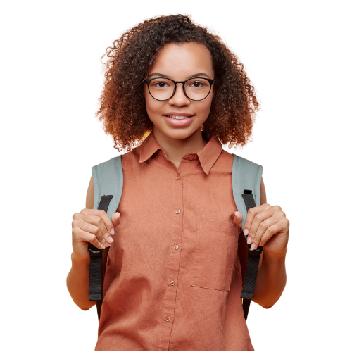 Adolescent Girl wearing glasses and backpack